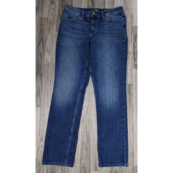(3/$35) Lee Size 10 Long Regular Fit Straight Leg Mid Rise Whiskered Denim Jeans - Picture 1 of 11